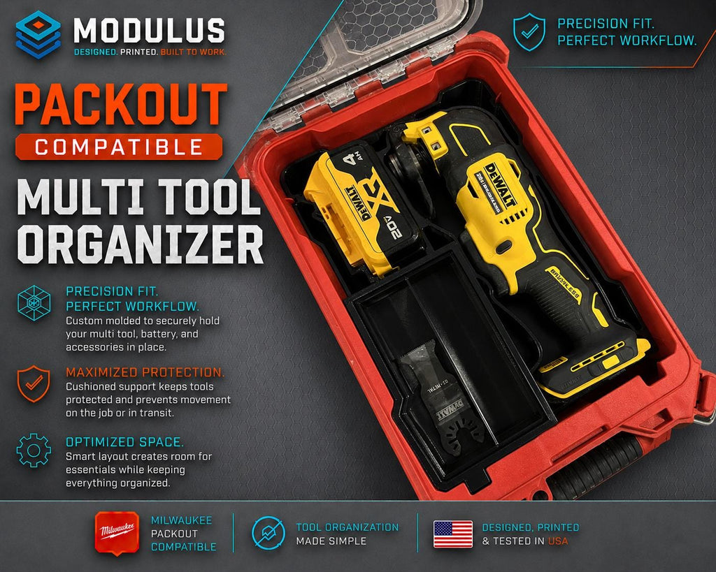 Milwaukee Packout 5 Bin parts Organizer Insert for Dewalt Atomic Multi-Tool