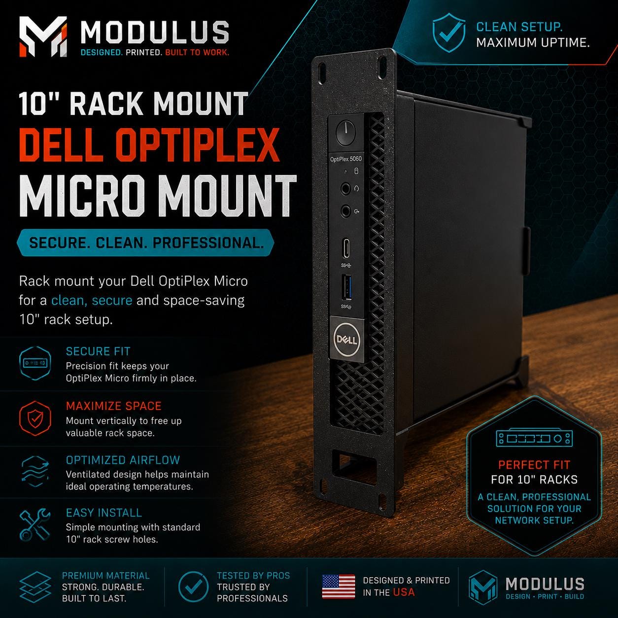 Dell Optiplex Micro 10 inch 1 U Rack Mount (With Keystone Passthrough)