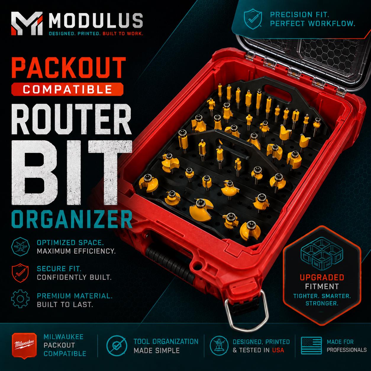 Milwaukee Packout 1/4 inch Router Bit Insert Organizer
